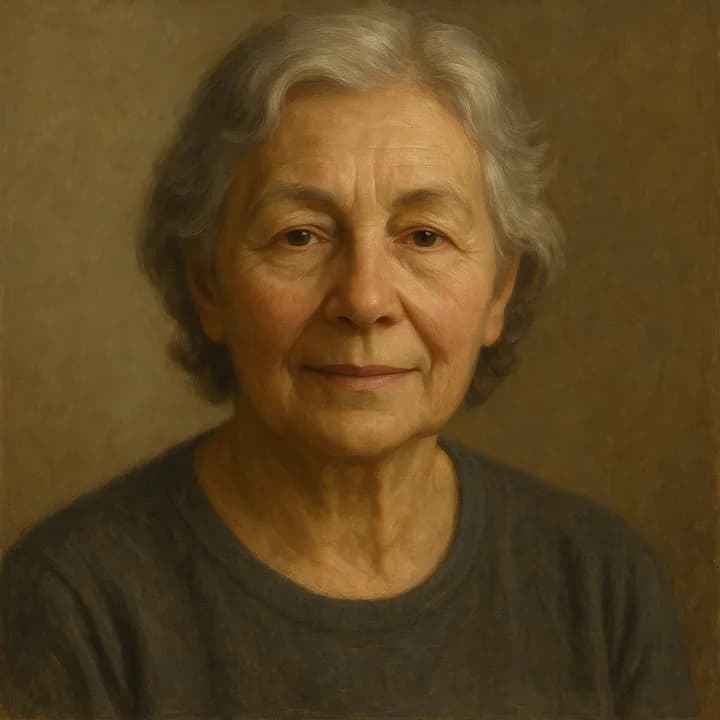 A memorial portrait rendered in quiet contemporary oil
